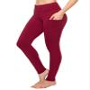 ALWAYS Women's High Waist Yoga Pants - Premium Soft Tummy Control Workout Stretch Solid Pants with Pockets Burgundy M view 1