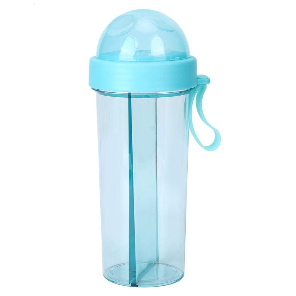 600ml Water Bottle Portable Outdoor Travel Sport Two Straws Water Bottle Dual Use Drinking Bottle