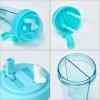 600ml Water Bottle Portable Outdoor Travel Sport Two Straws Water Bottle Dual Use Drinking Bottle view 2