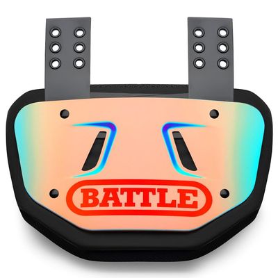 Battle Sports Novelty Football Back Plate  Hard Shell Lower Back Protector with Contoured Foam for High-Impact Protection - Adult, Iridescent