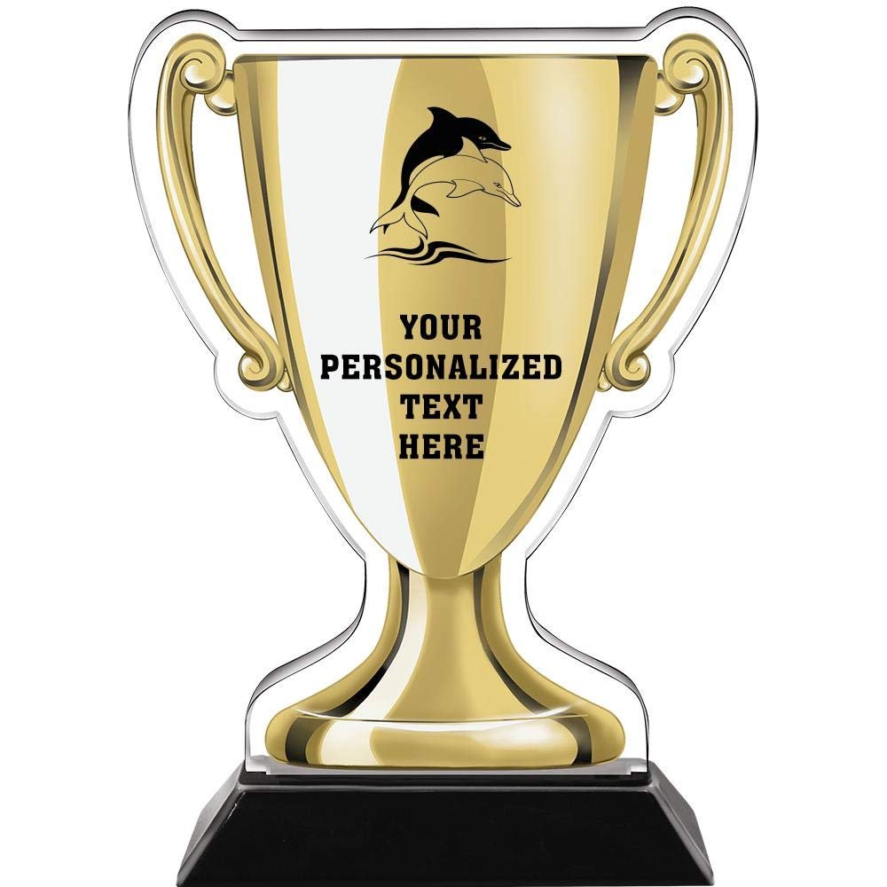 Crown Awards 7" Dolphin Gold Cup Trophies, Custom Dolphin Acrylic Cup Trophy Prime