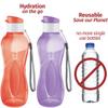 MILTON 6- pack -12 oz Kids Water Bottle for School Reusable Leak proof Small Sports Water Bottle BPA Free Durable Plastic Leak Free with Carry Strap for Lunch Travel Cycling Camping Gym Yoga -6 colors view 3