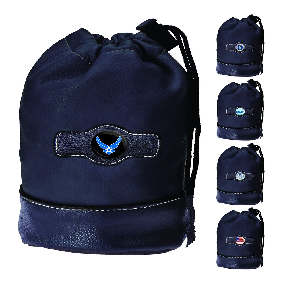 Clip Wipes Air Force Golf Pouch with Drawstrings (Black-Wings)