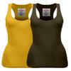 Zenana Women's Plain Solid Color Ribbed Racerback Tank Top Shirt Plus Sizes (Medium, 2 Pack: Mustard | Dk Olive) view 1