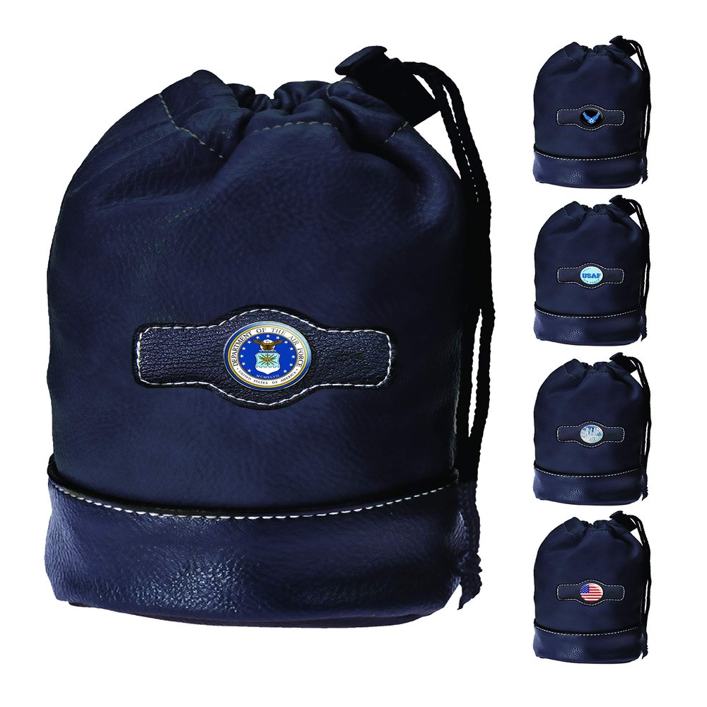 Clip Wipes Air Force Golf Pouch with Drawstrings (Black-Seal)