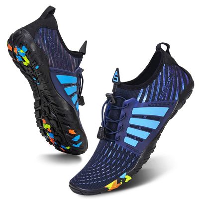 WateLves Water Shoes Mens Womens Beach Swim Shoes Quick-Dry Aqua Socks Pool Shoes for Surf Yoga Water Aerobics (B/Dark Blue, 39)