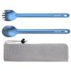 OUTXE Titanium Camping Utensil, Ultra Lightweight Long Handle Spoon Spork for Backpacking, Hiking, Outdoors Ice-Crystal Blue view 1