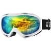 OutdoorMaster OTG Ski Goggles - Over Glasses Ski/Snowboard Goggles for Men, Women & Youth - 100% UV Protection (White Frame + VLT 13.1% Grey Lens with REVO Gold) view 1