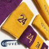 COUVER Basketball Star Golden Yellow Standard Headband / 2.5" Wristbands Set with Purple(Like LA Laker Purple) Number 24 view 4