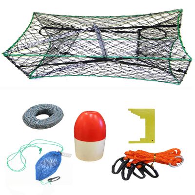 KUFA Galvanized Foldable Crab Trap & Accessory Kit (100' Lead Core Rope, Caliper,Harness,Bait Case & 13" Red/White Float) S33+CAQ34