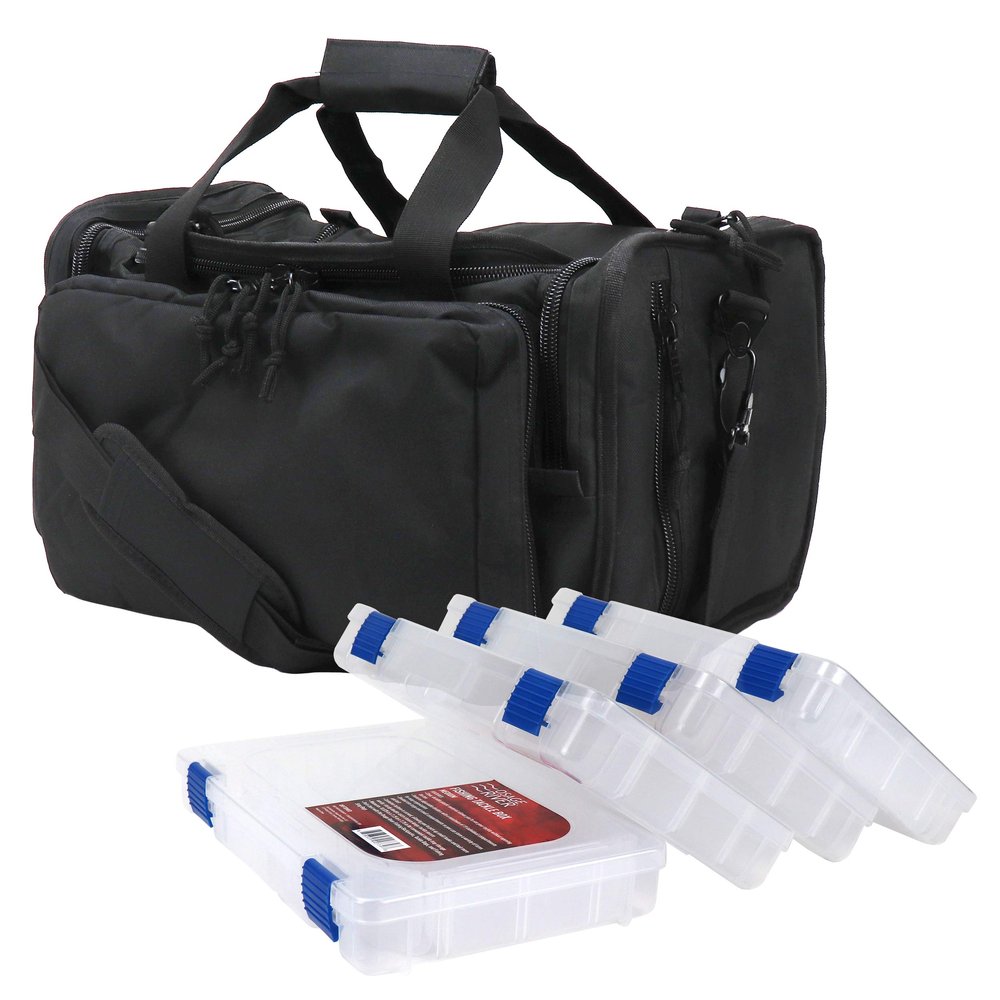 OSAGE RIVER Deluxe Tackle Bag with 4 Tackle Box Organizers, Heavy Duty Fishing Tackle Storage, Black