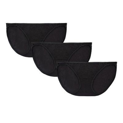 Vanity Fair Women's Illumination String Bikini Panties, Silky Stretch & Satin Trim, 3 Pack-Midnight Black, 7