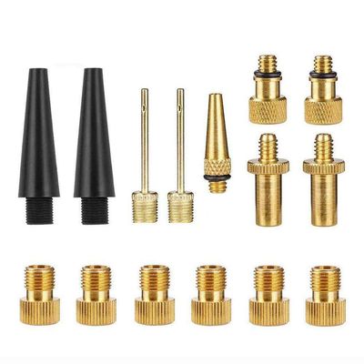Defover 16PCS Premium Brass Presta and Schrader Valve Adapter, Bike Tire Valve Adapters, Ball Pump Needle, Adapters Kit as Inflation Devices and Accessories fit for Standard Pump or Air Compressor