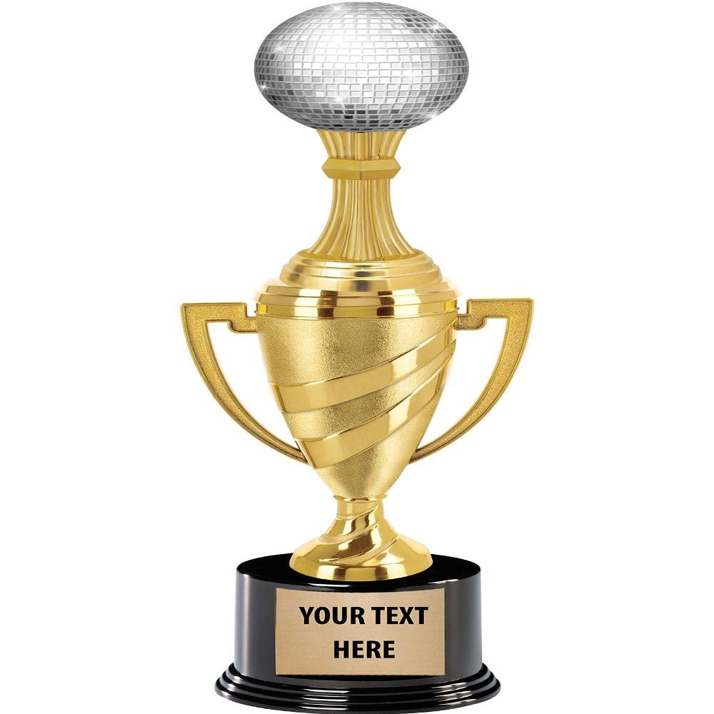 Crown Awards Disco Ball Trophy, 13" Gold Cup Glimmer Ball Dance Trophies with Custom Engraving, 10 Pack Prime