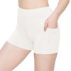 ALWAYS Women's 3" Yoga Shorts - Premium Soft Tummy Control Workout Stretch Solid Leggings Pants with Pockets Ivory S view 1
