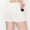 ALWAYS Women's 3" Yoga Shorts - Premium Soft Tummy Control Workout Stretch Solid Leggings Pants with Pockets Ivory S view 3
