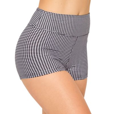 ALWAYS Women Workout Yoga Shorts - Premium Soft Solid Stretch Cheerleader Running Dance Volleyball Short Pants Houndstooth 2007 M