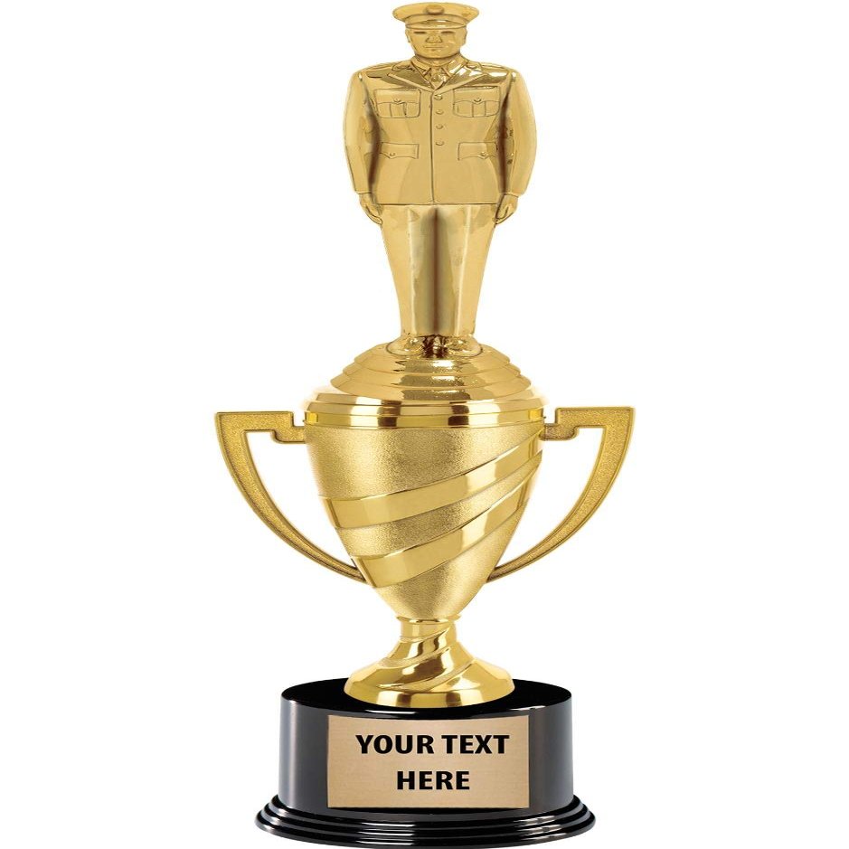 Crown Awards Military Trophy, 13" Gold Cup Male Military Trophies with Custom Engraving, 5 Pack