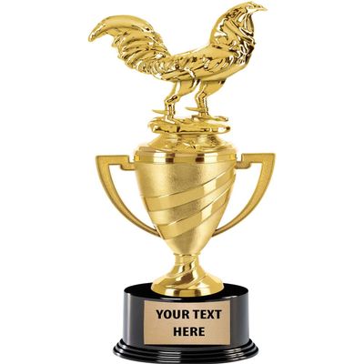 Crown Awards Fighting Rooster Trophy, 11" Gold Cup Fighting Rooster Trophies with Custom Engraving, 10 Pack