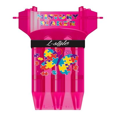 LSTYLE Dart Case: Krystal One Hard Plastic Dart Set Holder for Soft Tip and Steel Tip Darts - Fallon Sherrock - Autism Awareness - Pink