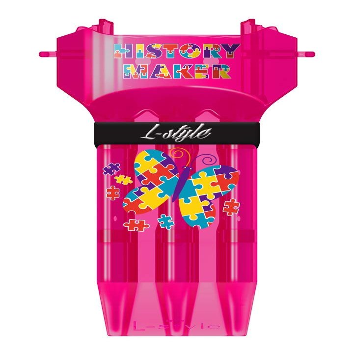 LSTYLE Dart Case: Krystal One Hard Plastic Dart Set Holder for Soft Tip and Steel Tip Darts - Fallon Sherrock - Autism Awareness - Pink