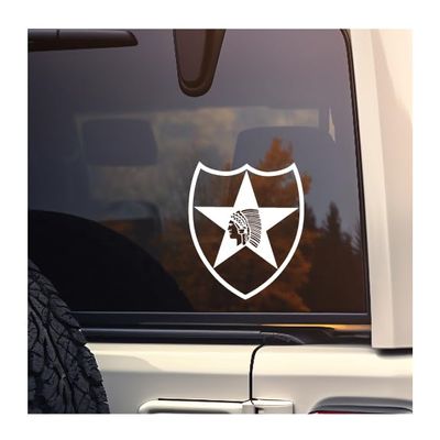 2nd Infantry Patch Vinyl Decal (White, 4 inches Tall)