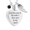 God has You in his arms with Angel Wing Charm Cremation Ashes Jewelry Keepsake Memorial Urn Necklace with Birthstone Crystal (May) view 1