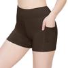 ALWAYS Women's 3" Yoga Shorts - Premium Soft Tummy Control Workout Stretch Solid Leggings Pants with Pockets Brown S view 1