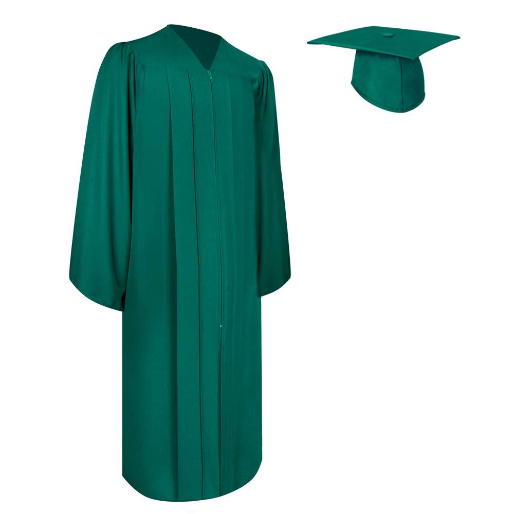 Endea Graduation Matte Cap and Gown (Emerald Green, 63 (6'6'' - 6'8''))