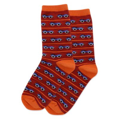 Hot Sox Race Car Kids Socks, Orange, 1 Pair, Large/X-Large