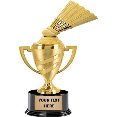 Crown Awards Badminton Trophy, 13" Gold Cup Badminton Shuttlecock Trophies with Custom Engraving, 5 Pack