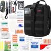 I GO Survival First Aid Kit, 251 Pieces Compact Tactical Trauma First Aid Bag, Molle Compatible Emergency Pouch for Outdoor Camping Hiking Backpacking and Travel, Black view 1