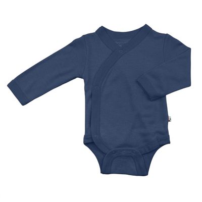 Babysoy Boy Newborn, Infant, & Baby Long Sleeve Kimono Wrap Around Side-Snap Organic Bodysuit/Onesie 3-6 Months, Indigo