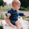 Babysoy Boy Newborn, Infant, & Baby Long Sleeve Kimono Wrap Around Side-Snap Organic Bodysuit/Onesie 3-6 Months, Indigo view 2