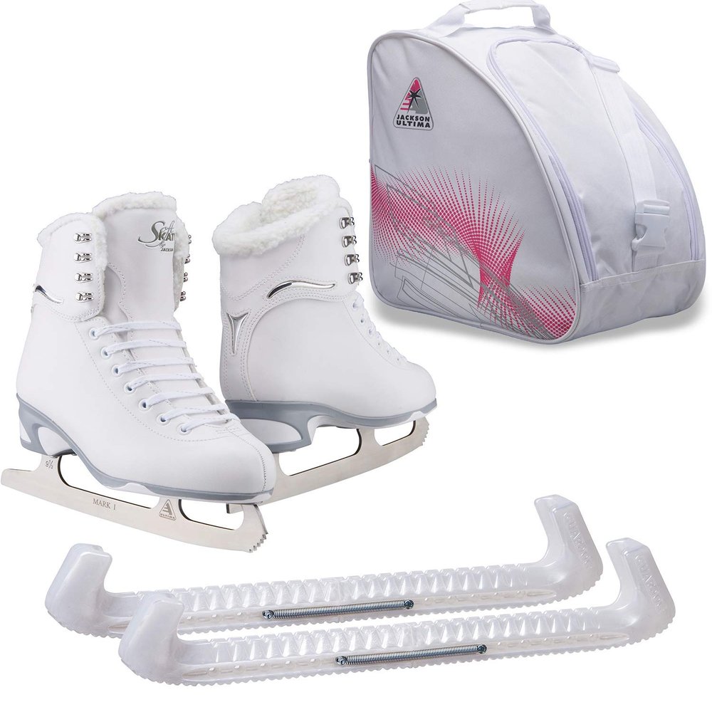 Jackson Ultima Finesse JS184 Figure Ice Skates for Women Bundle with Guardog Skate Guards, Jackson Skate Bag JL350 / Skates Color: Fleece/Width: Medium/Size: Toddler 10 (Kid's)