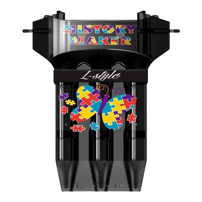 LSTYLE Dart Case: Krystal One Hard Plastic Dart Set Holder for Soft Tip and Steel Tip Darts - Fallon Sherrock - Autism Awareness - Clear Black