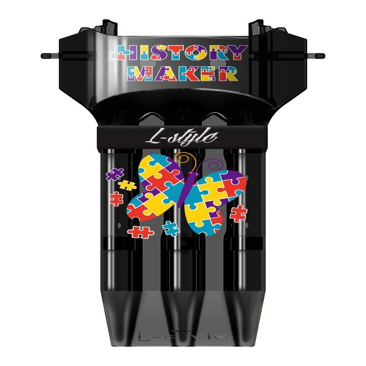 LSTYLE Dart Case: Krystal One Hard Plastic Dart Set Holder for Soft Tip and Steel Tip Darts - Fallon Sherrock - Autism Awareness - Clear Black
