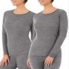 Fruit of the Loom Women's 2-Pack Micro Waffle Thermal Crew Top , Smoke Heather/Smoke Heather, 4X Plus view 1