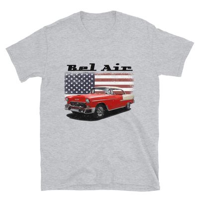 1955 Bel Air 327 V8 Men's Short Sleeve T-Shirt Sport Grey, Fan Gift, Vintage, Retro, Classic, Racing