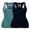 Zenana Women's Plain Solid Color Ribbed Racerback Tank Top Shirt Plus Sizes (X-Large, 2 Pack: Dusty Teal | Navy) view 1