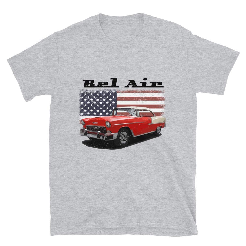 1955 Bel Air 327 V8 Men's Short Sleeve T-Shirt Sport Grey, Fan Gift, Vintage, Retro, Classic, Racing