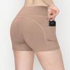 ALWAYS Women's 3" Yoga Shorts - Premium Soft Tummy Control Workout Stretch Solid Leggings Pants with Pockets Tan M view 3