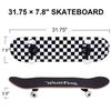 WhiteFang Skateboards for Beginners, Complete Skateboard 31 x 7.88, 7 Layer Canadian Maple Double Kick Concave Standard and Tricks Skateboards for Kids and Beginners (Check) view 2