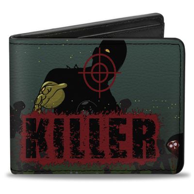 Buckle-Down Men's Standard Wallet, Bifold, Killer Zombie March Green Red Black, Vegan Leather, 4.0" x 3.5"