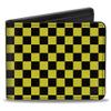 Buckle-Down Men's Standard Wallet, Bifold, Checker Black Neon Yellow, Vegan Leather, 4.0" x 3.5" view 1