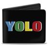 Buckle-Down Men's Standard Wallet, Bifold, Black Multi Color, Vegan Leather, Yolo Quote, 4.0" x 3.5" view 1