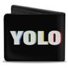 Buckle-Down Men's Standard Wallet, Bifold, Black Multi Color, Vegan Leather, Yolo Quote, 4.0" x 3.5" view 2