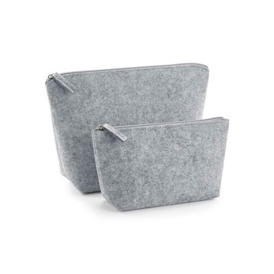 BagBase Polyester Felt Accessory Bag BG724 - Ladies Cosmetics Make Up Pouch - Grey Melange (S)