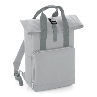 BagBase Twin Handle Roll-Top Backpack BG118 - Polyester Rucksack Travelling Bag - Light Grey