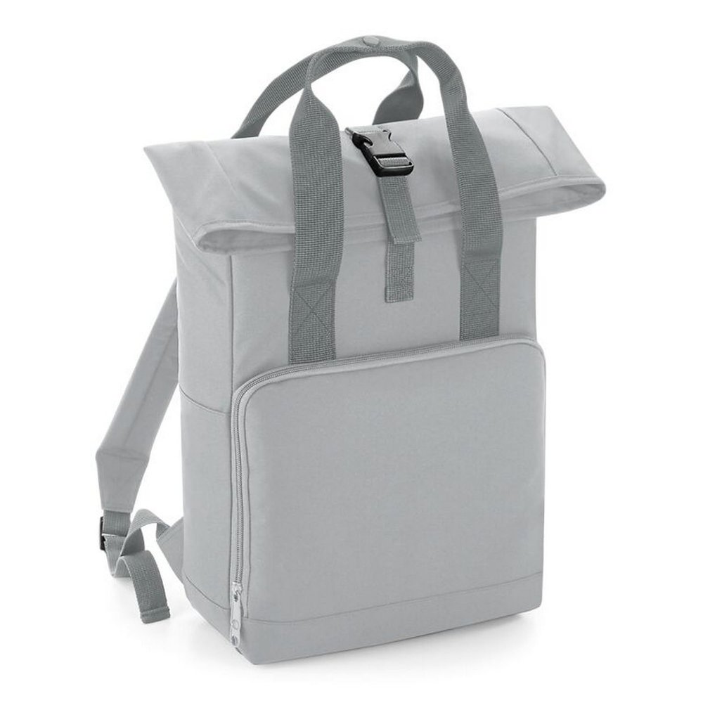 BagBase Twin Handle Roll-Top Backpack BG118 - Polyester Rucksack Travelling Bag - Light Grey